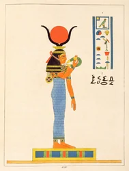 The goddess Hathor, illustration from Egyptian Pantheon: collection of mythological figures of Ancient Egypt by Jean-François Champollion, published 1823-25